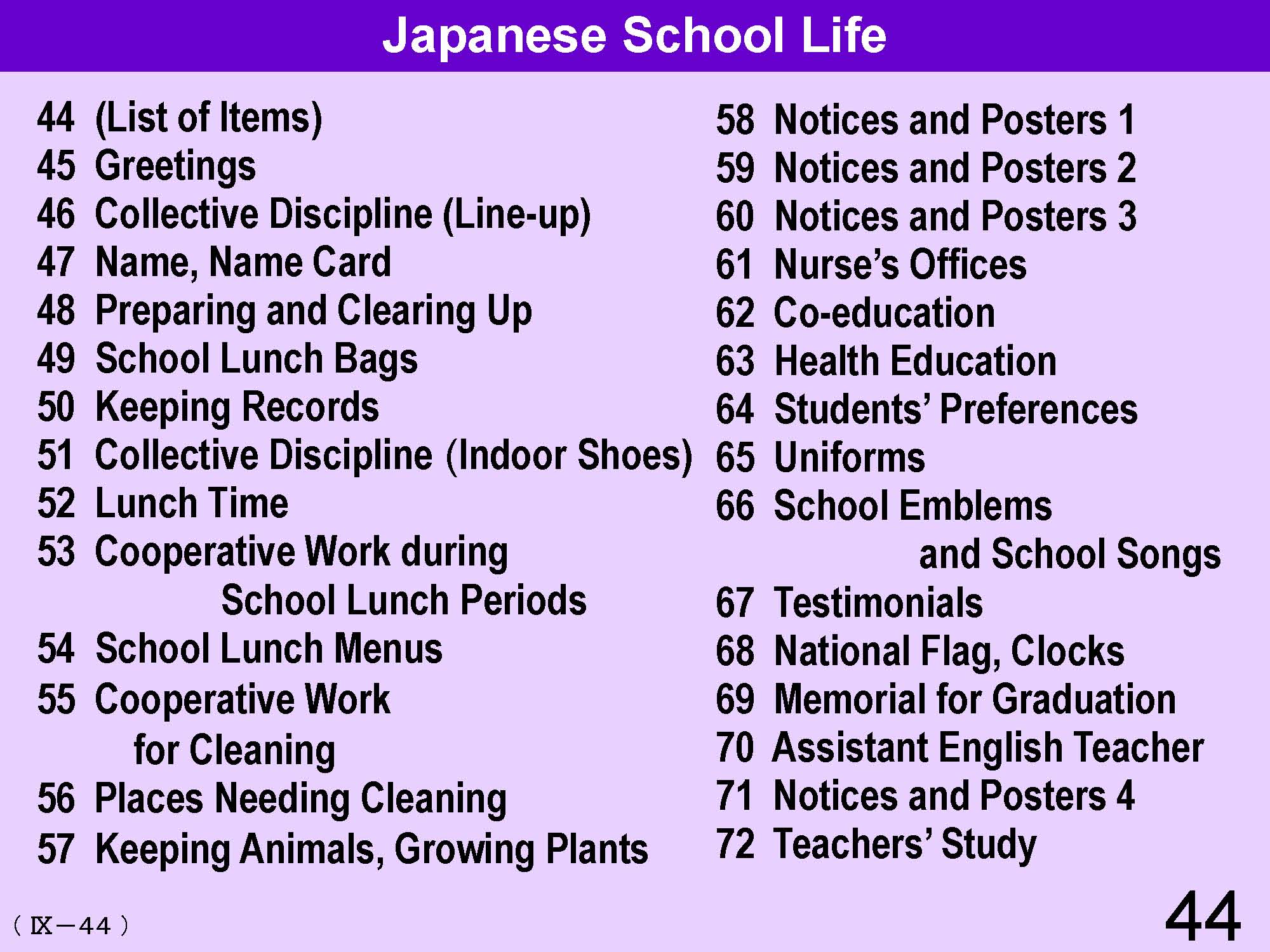 IX Japanese School life and Culture