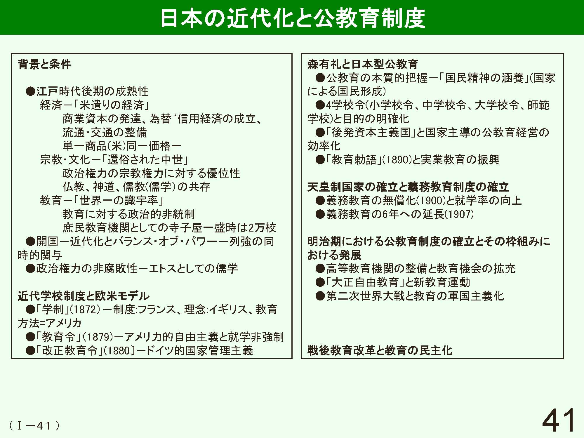 Ⅰ　日本の学校制度の概要
