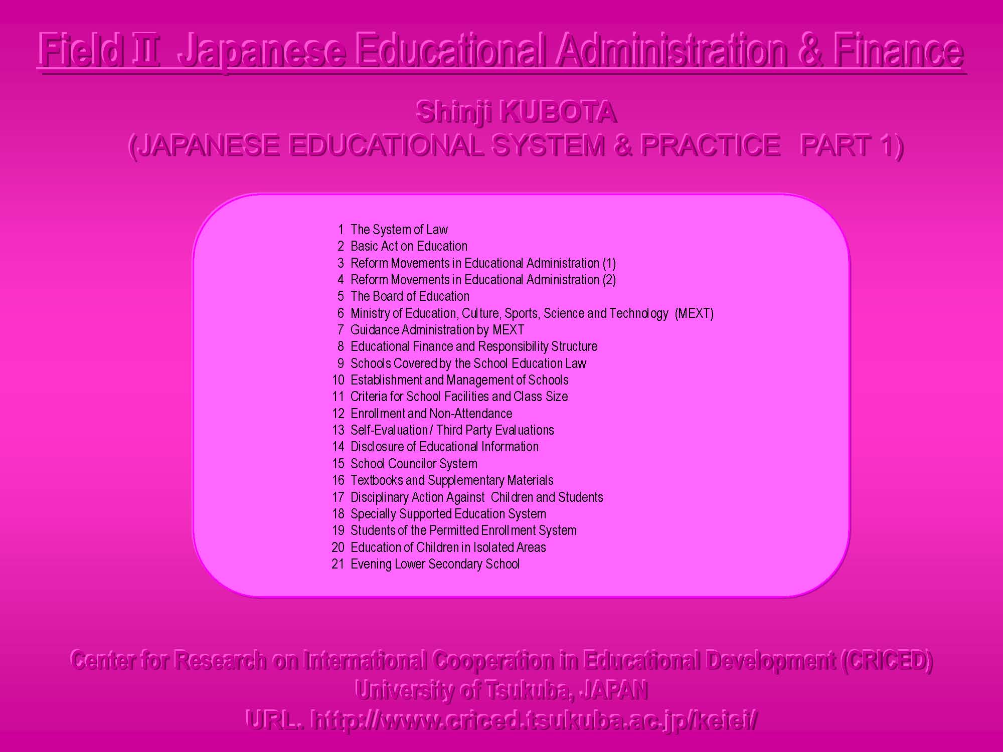 II Japanese Educational Administration and Finance