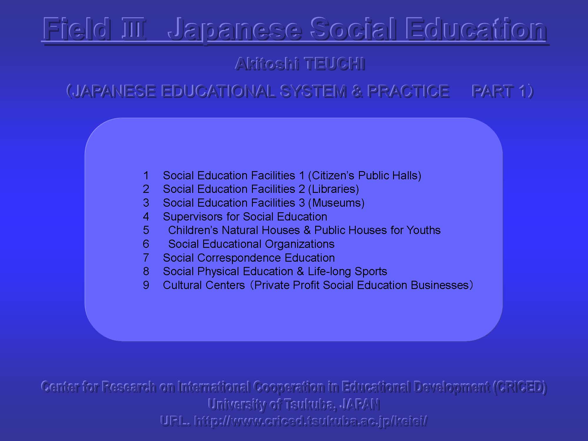 III Japanese Social Education