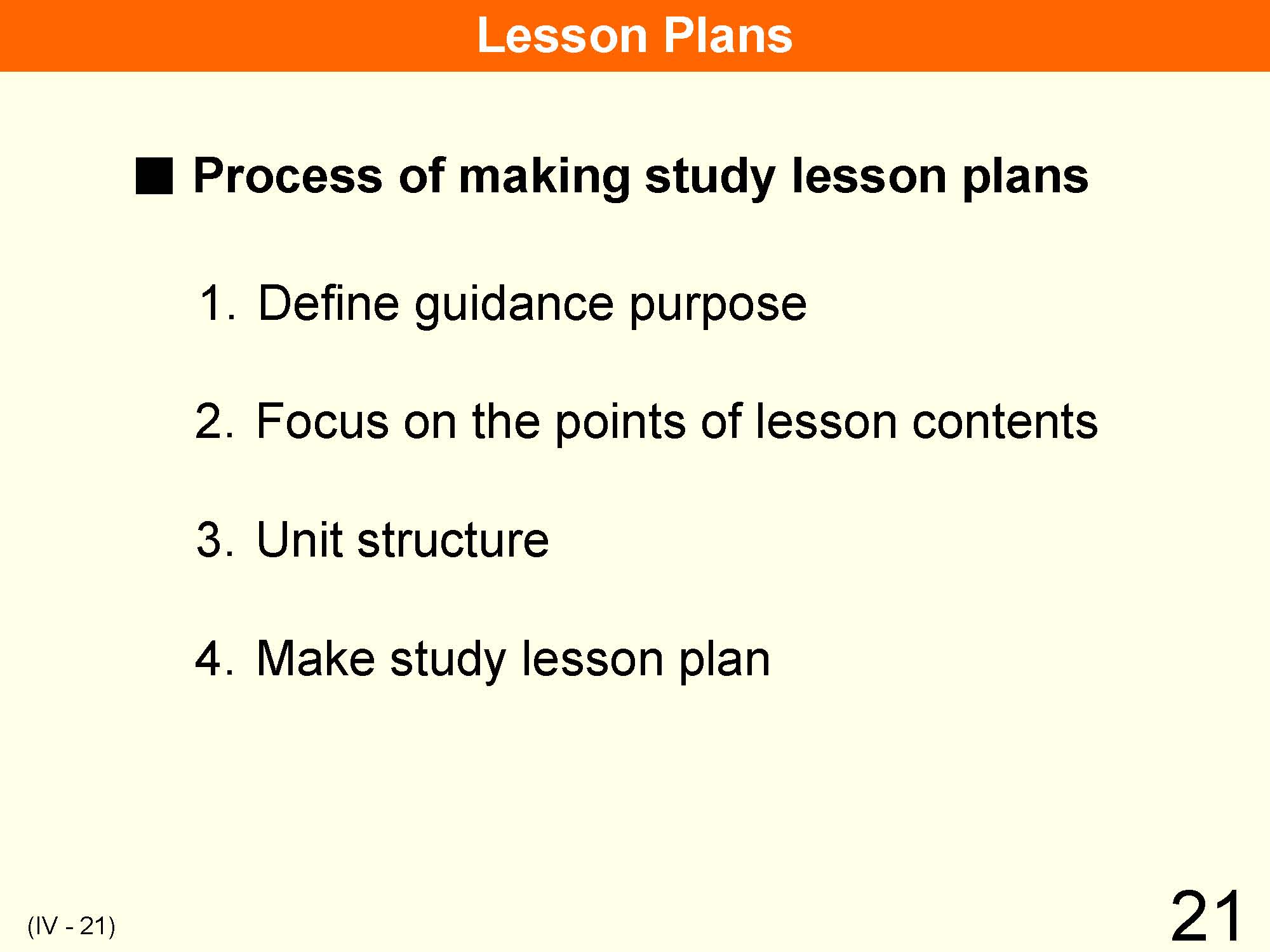 IV Organization & Implementation Curriculum