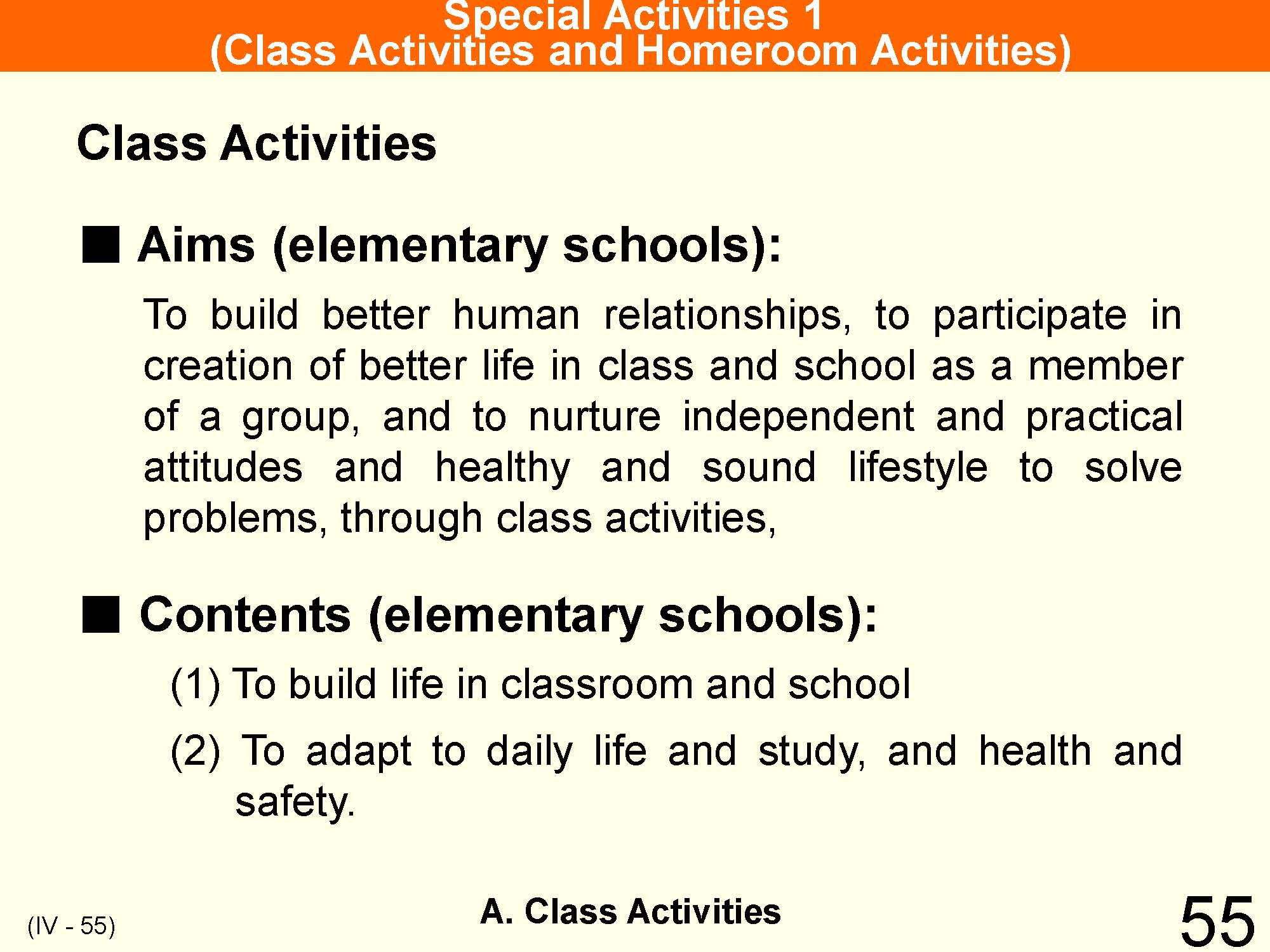 IV Organization and Implementation of Curriculum