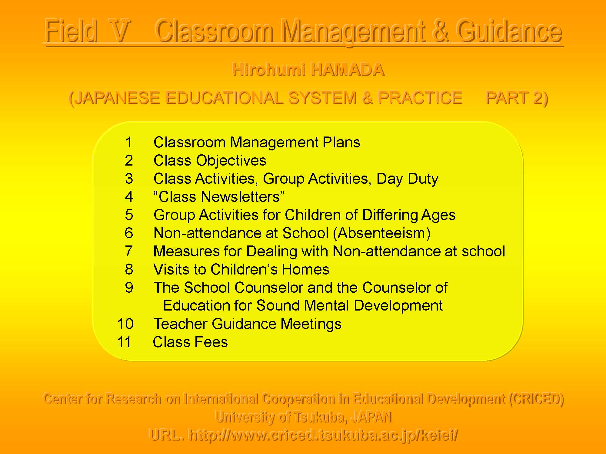 V Classroom Management & Guidance