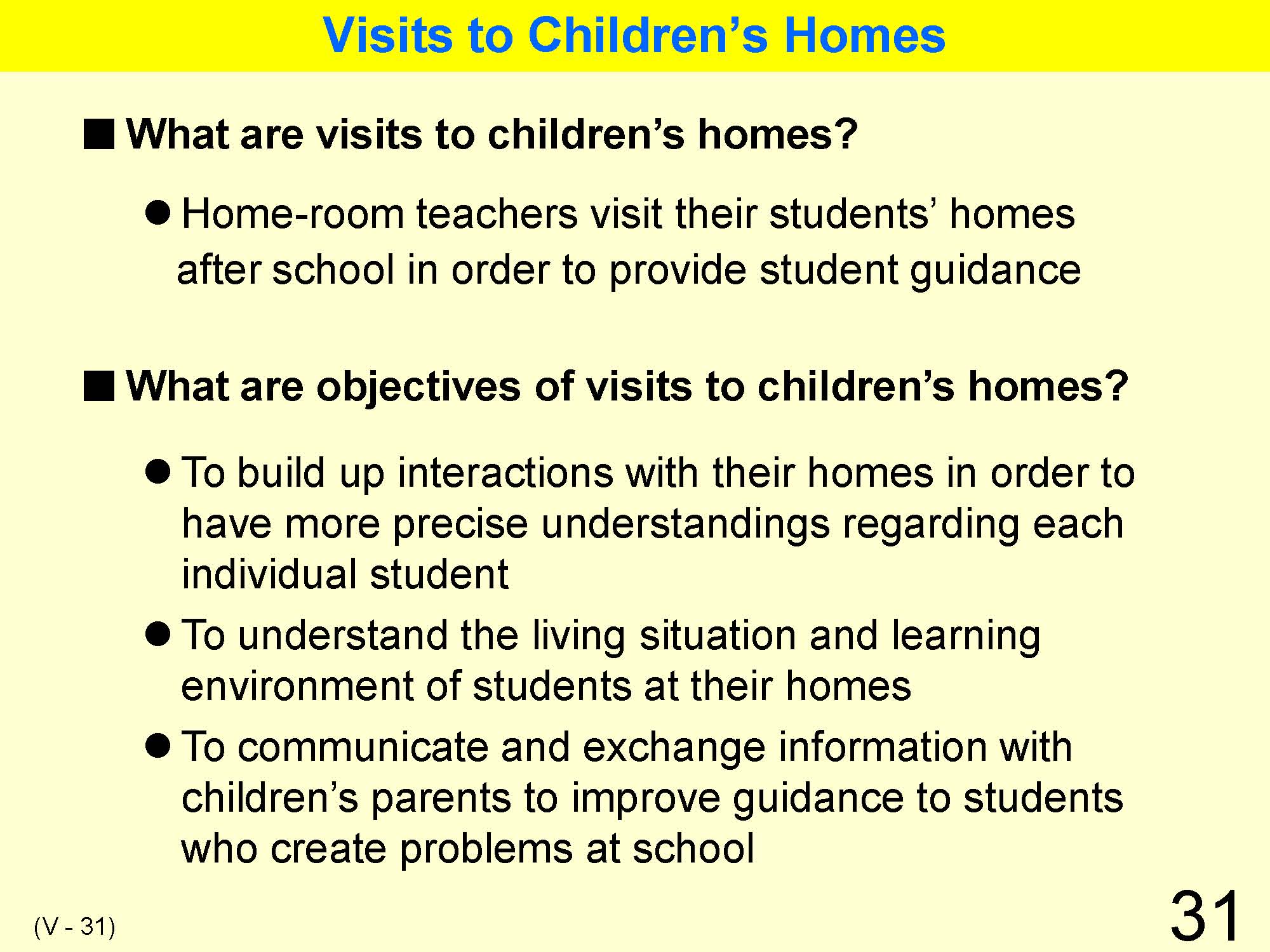 V Classroom Management and Guidance