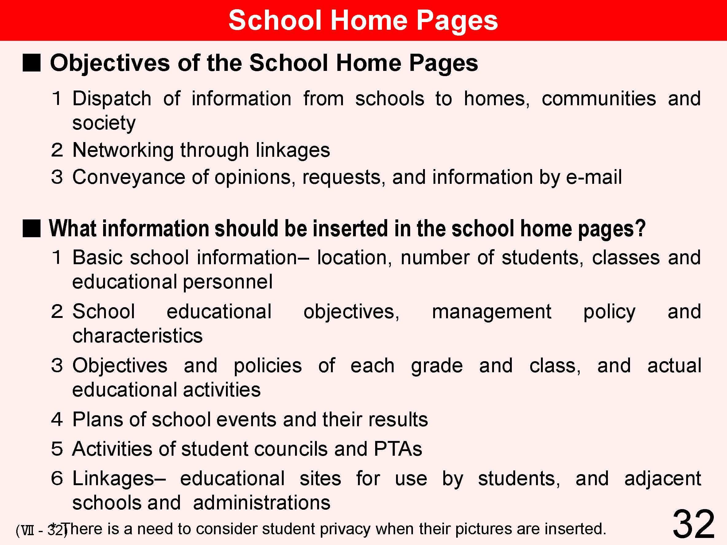 VII Cooperation between School and Local Community