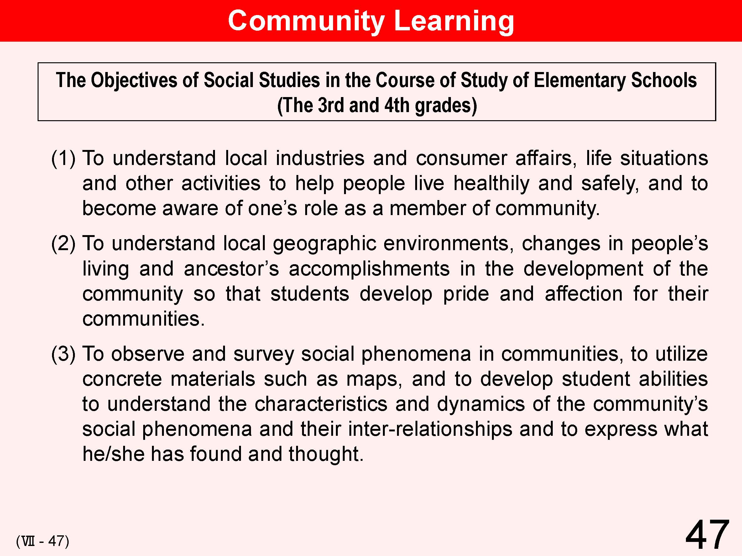 VII Cooperation between School and Local Community