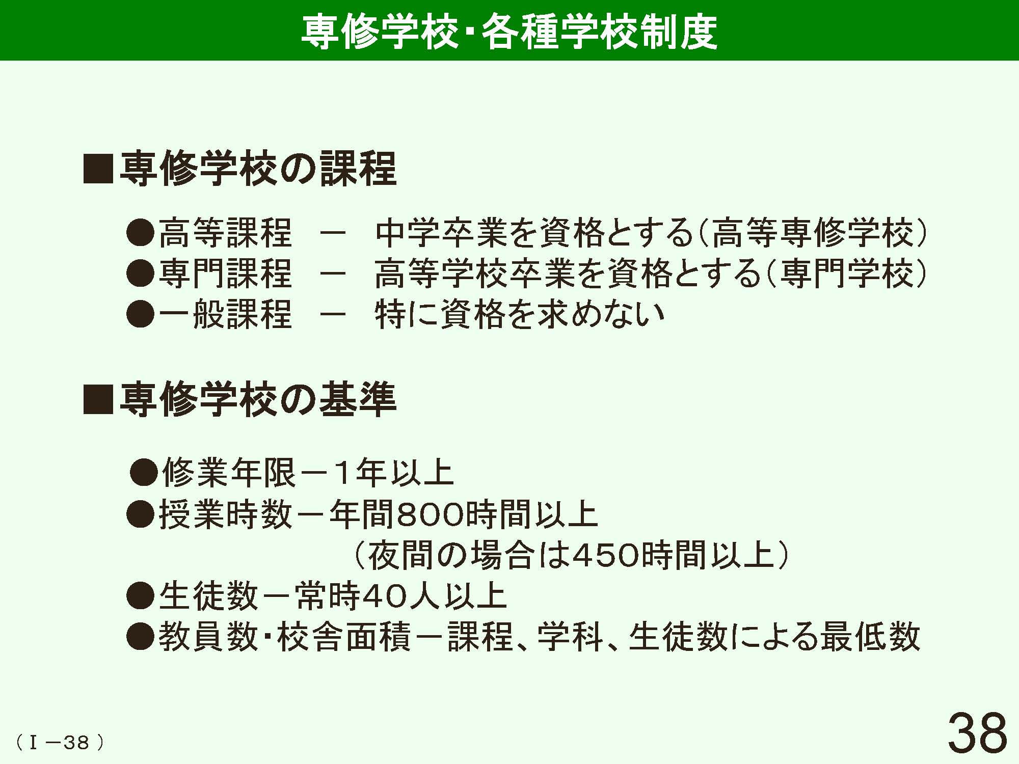 Ⅰ　日本の学校制度の概要